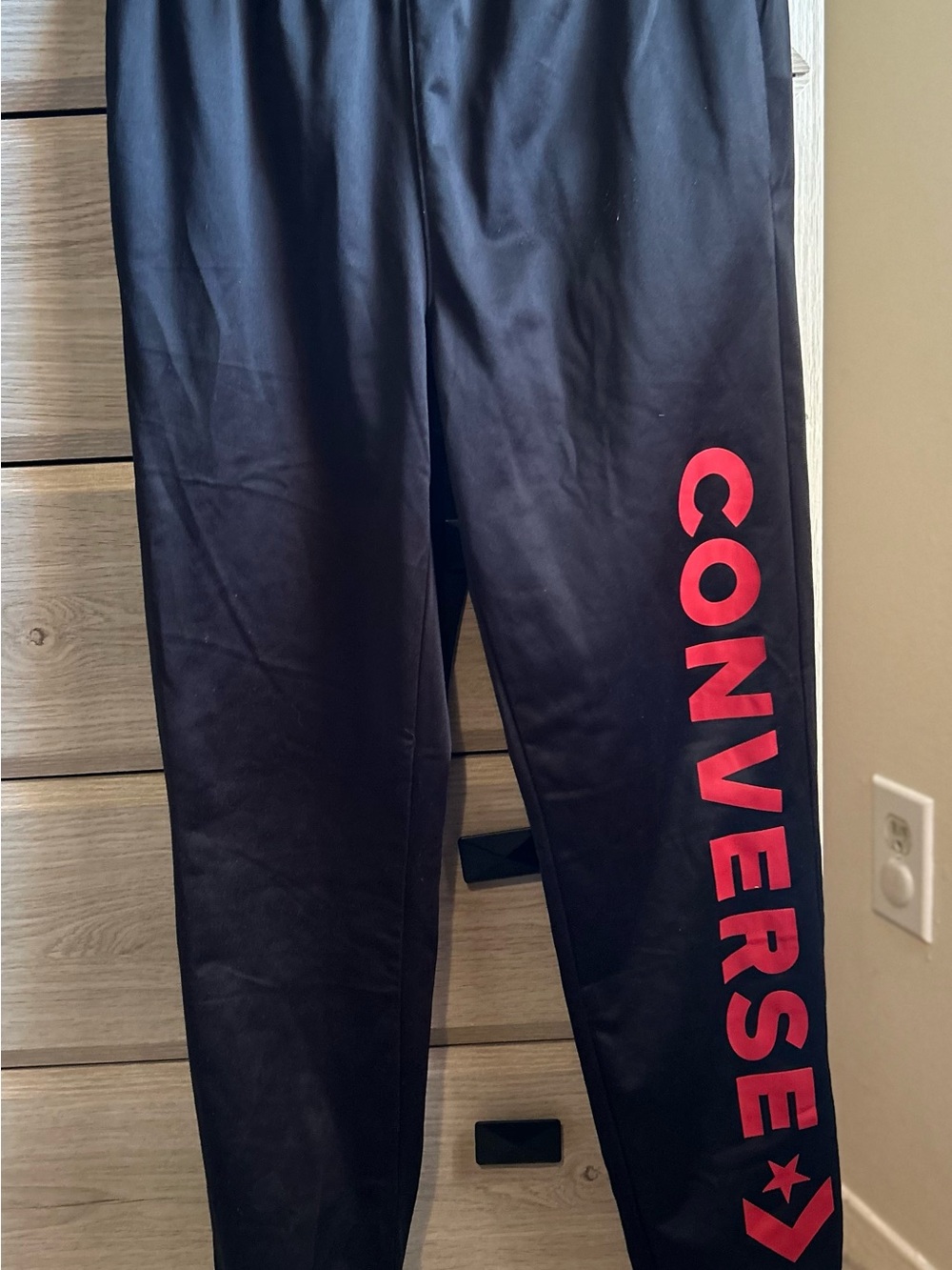 Converse Black Joggers with Red Drawcords